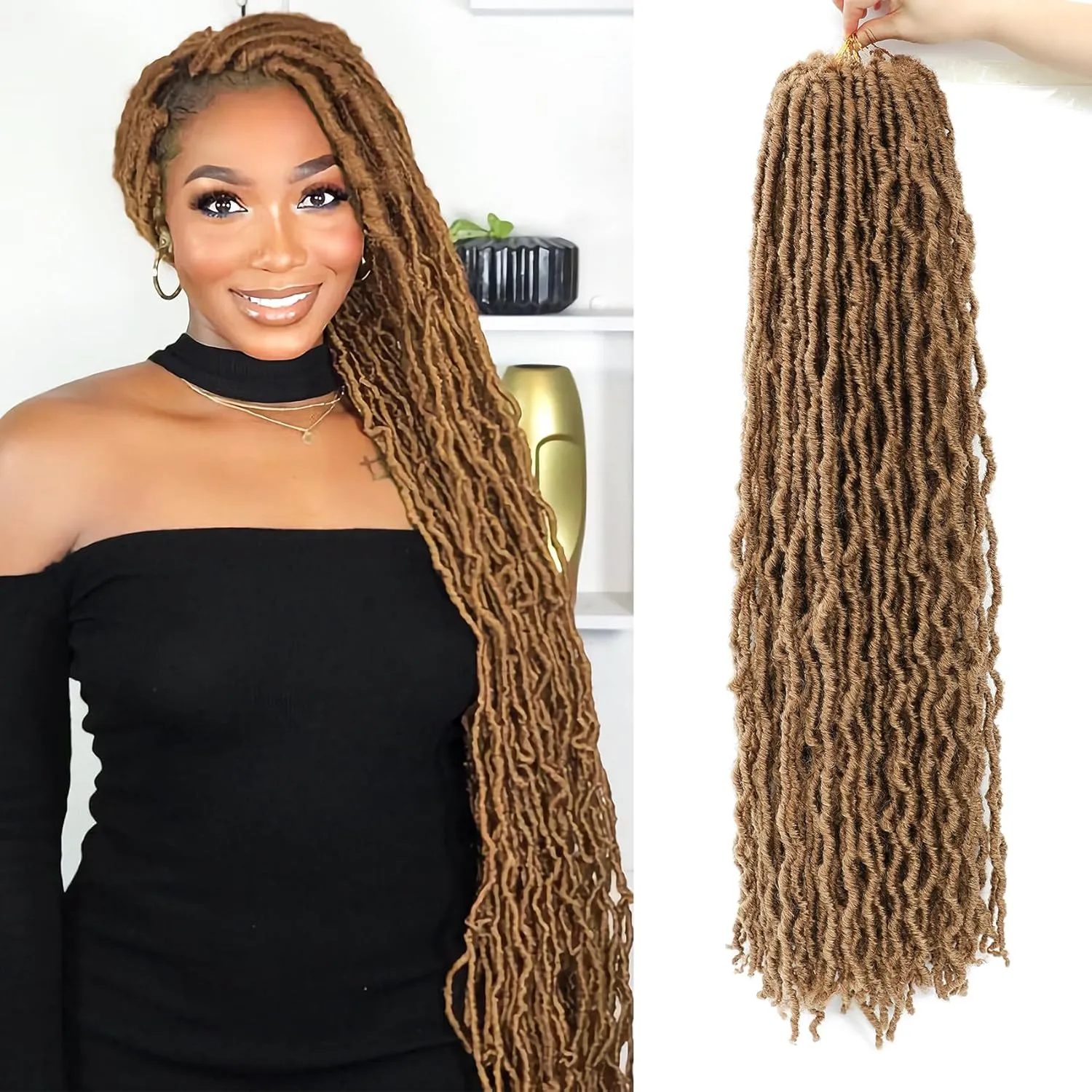 Karida Faux Locs Crochet Hair 30 Inch, 7 Packs Soft Locs Crochet Hair For Black Women Pre Looped, Crochet Locs Long Soft Locs Crochet Hair (27#, 30 Inch (Pack of 7))