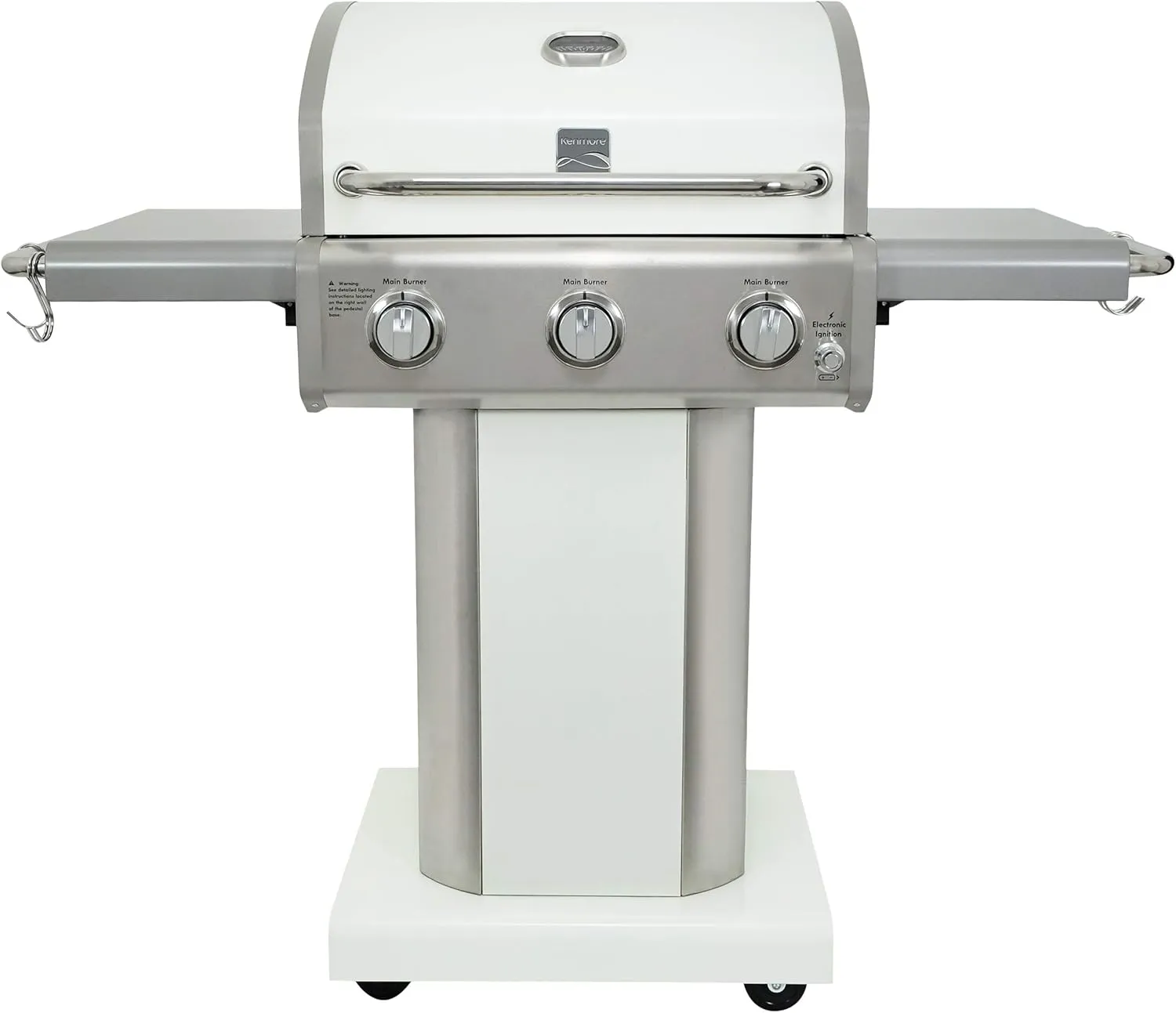 Kenmore 3-Burner 30,000 BTU Outdoor BBQ Propane Gas Grill with Folding Sides & Permasteel Weatherproof Grill Cover for 2-3 Burner Grills