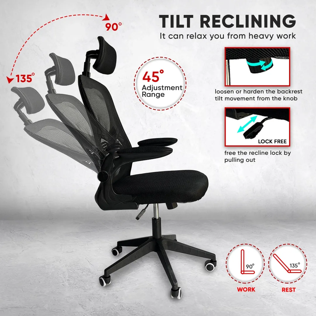 Kepler Brooks Insignia High Back Mesh Office Chair (Black)
