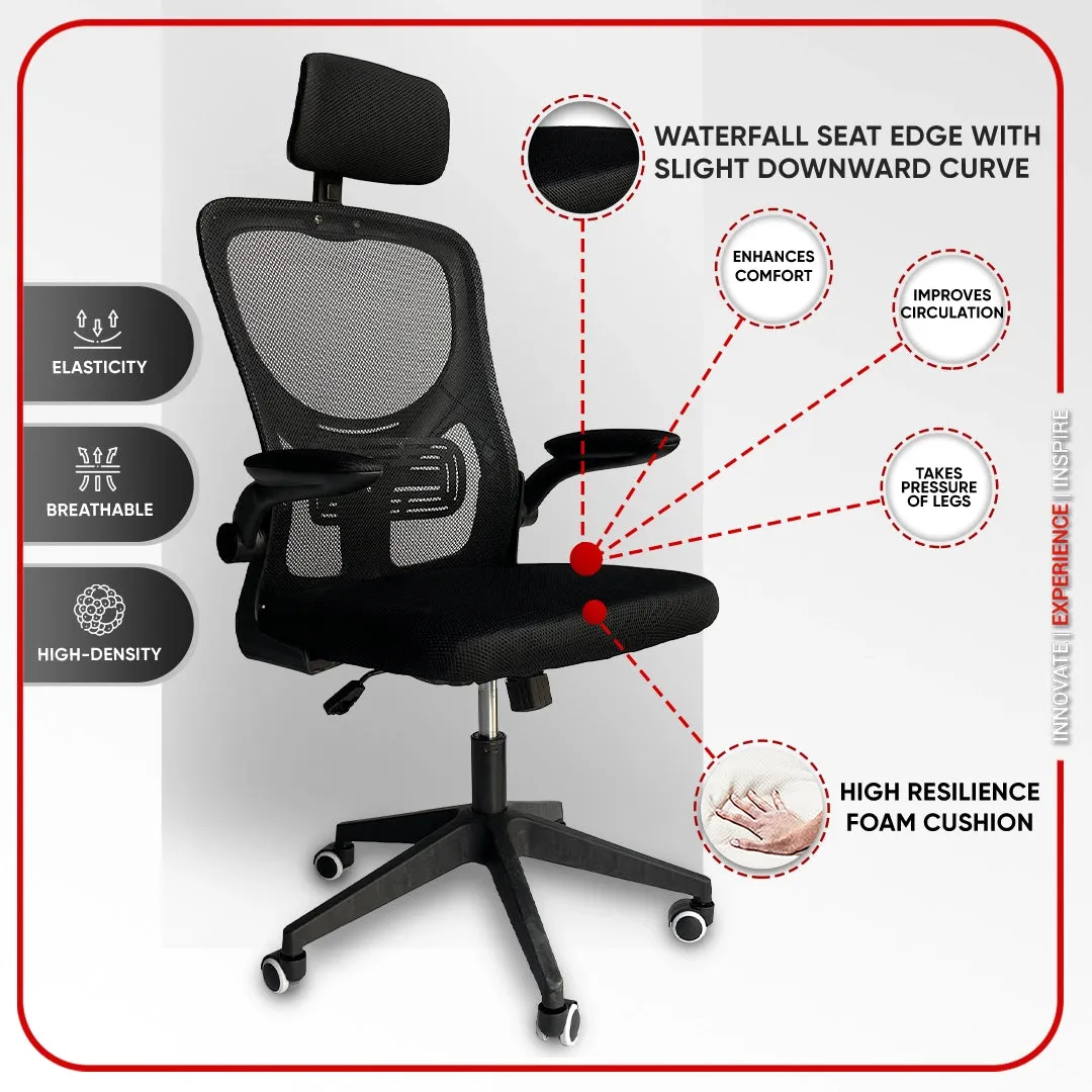 Kepler Brooks Insignia High Back Mesh Office Chair (Black)