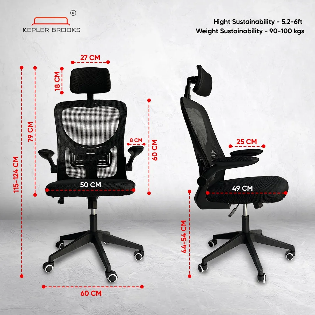 Kepler Brooks Insignia High Back Mesh Office Chair (Black)