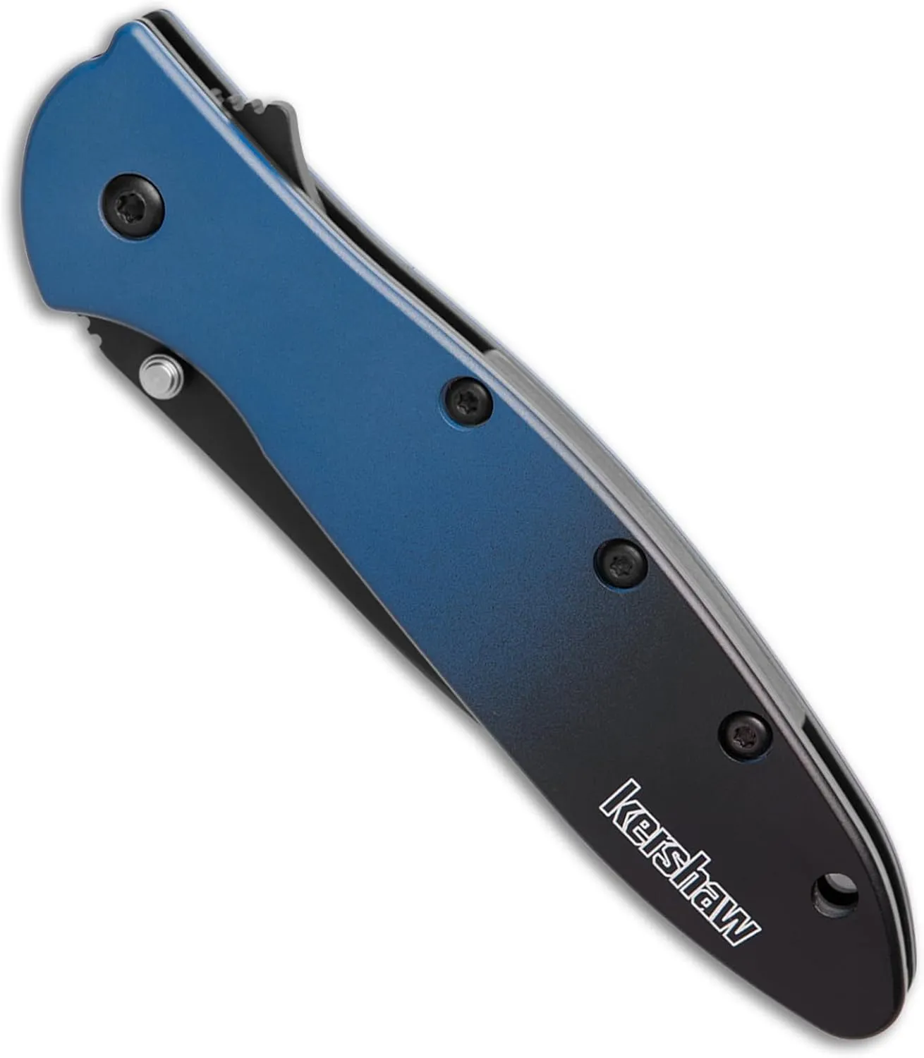 Kershaw Leek Pocket Knife, Limited Release Gradient Blue/Black Aluminum Handle, Black 3" MagnaCut Wharncliffe Blade, Spring Assisted Knife, EDC Folding Knife