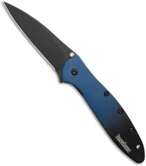 Kershaw Leek Pocket Knife, Limited Release Gradient Blue/Black Aluminum Handle, Black 3" MagnaCut Wharncliffe Blade, Spring Assisted Knife, EDC Folding Knife