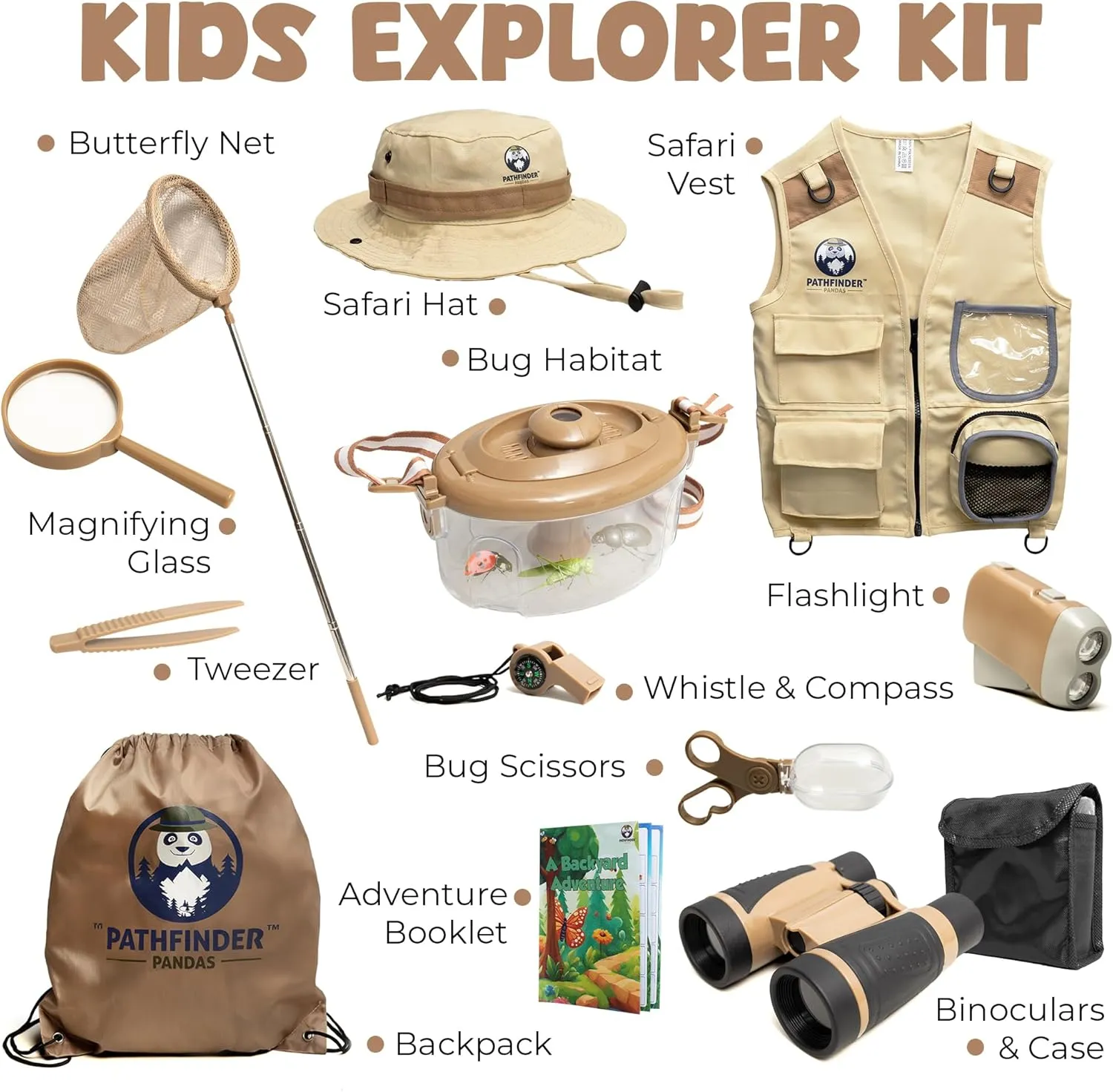 Kids Bug Catching Kit - Complete Explorer Kit with Safari Vest, Hat & More - Cute Dress-Up Safari Costume, or Zoo Keeper - Outdoor Explorer Set & Bug Toys for 3-12 Year Old Boys Girls   Adventure Book