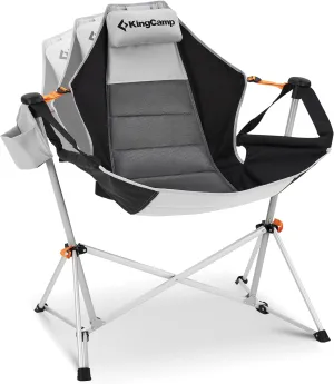 KingCamp Hammock Camping Chair, Swinging Portable Folding Camp Chairs for Adults 400lbs Heavy Duty Foldable Oversized Rocker with Aluminum Alloy Frame Cup Holder Pillow for Outdoor Beach Patio Sport