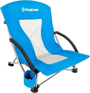 KingCamp Low Seat Beach Chair, Outdoor Camping Folding Chair with Cup Holder, 3 Colors