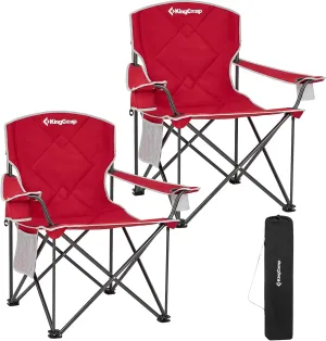 KingCamp Portable Folding Camping Quad Chair, Oversized Fully Cushioned Seat with Side Pocket and Cup Holder, for Tailgates, Beach, Lawn