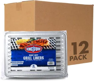 Kingsford Heavy Duty Aluminum Grill Liners | Heavy Duty Grill Liners | Disposable Grilling Liners Prevent Food from Falling Through Grill Grates, 48 Count,Silver