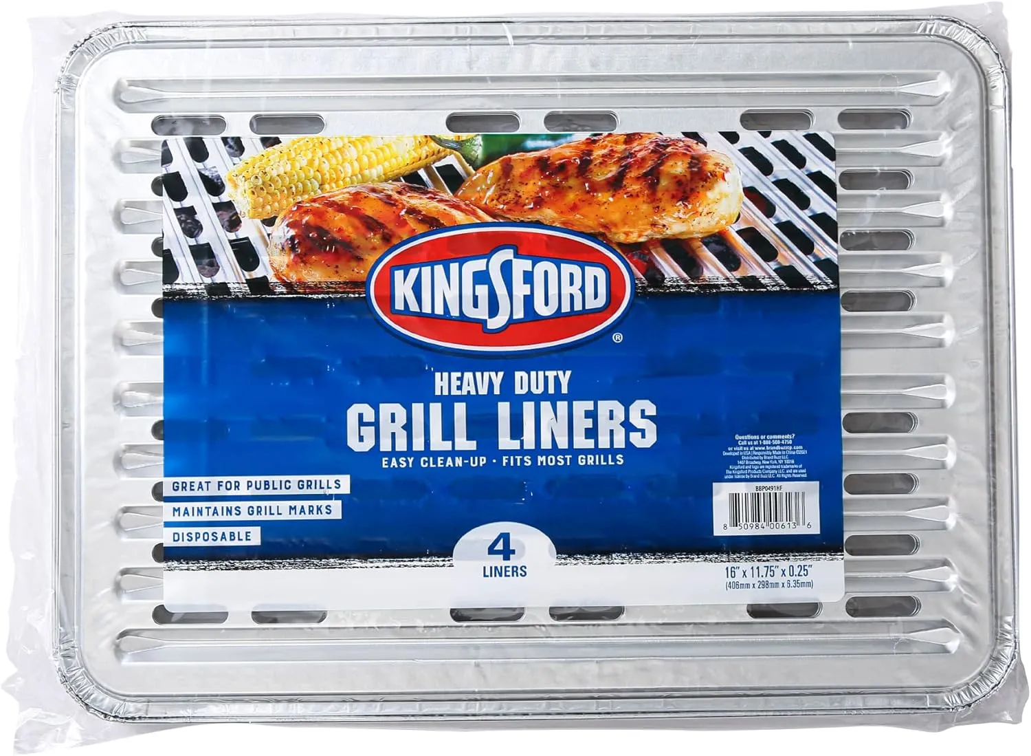 Kingsford Heavy Duty Aluminum Grill Liners | Heavy Duty Grill Liners | Disposable Grilling Liners Prevent Food from Falling Through Grill Grates, 48 Count,Silver