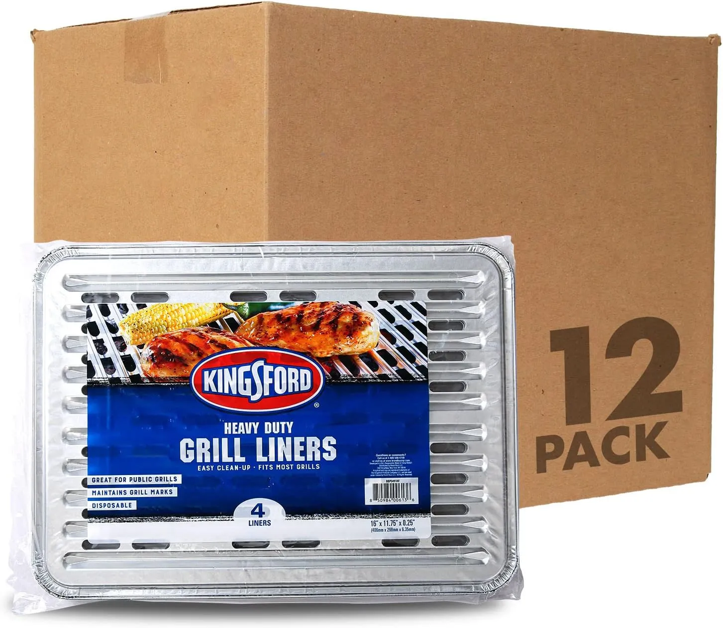 Kingsford Heavy Duty Aluminum Grill Liners | Heavy Duty Grill Liners | Disposable Grilling Liners Prevent Food from Falling Through Grill Grates, 48 Count,Silver