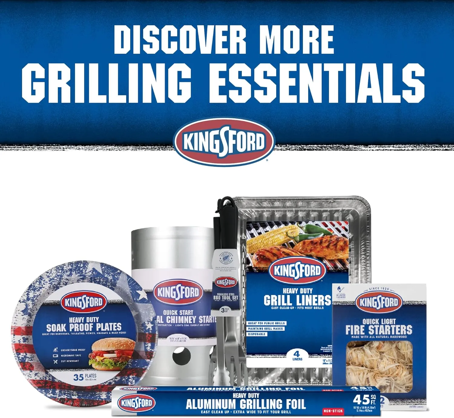 Kingsford Heavy Duty Aluminum Grill Liners | Heavy Duty Grill Liners | Disposable Grilling Liners Prevent Food from Falling Through Grill Grates, 48 Count,Silver