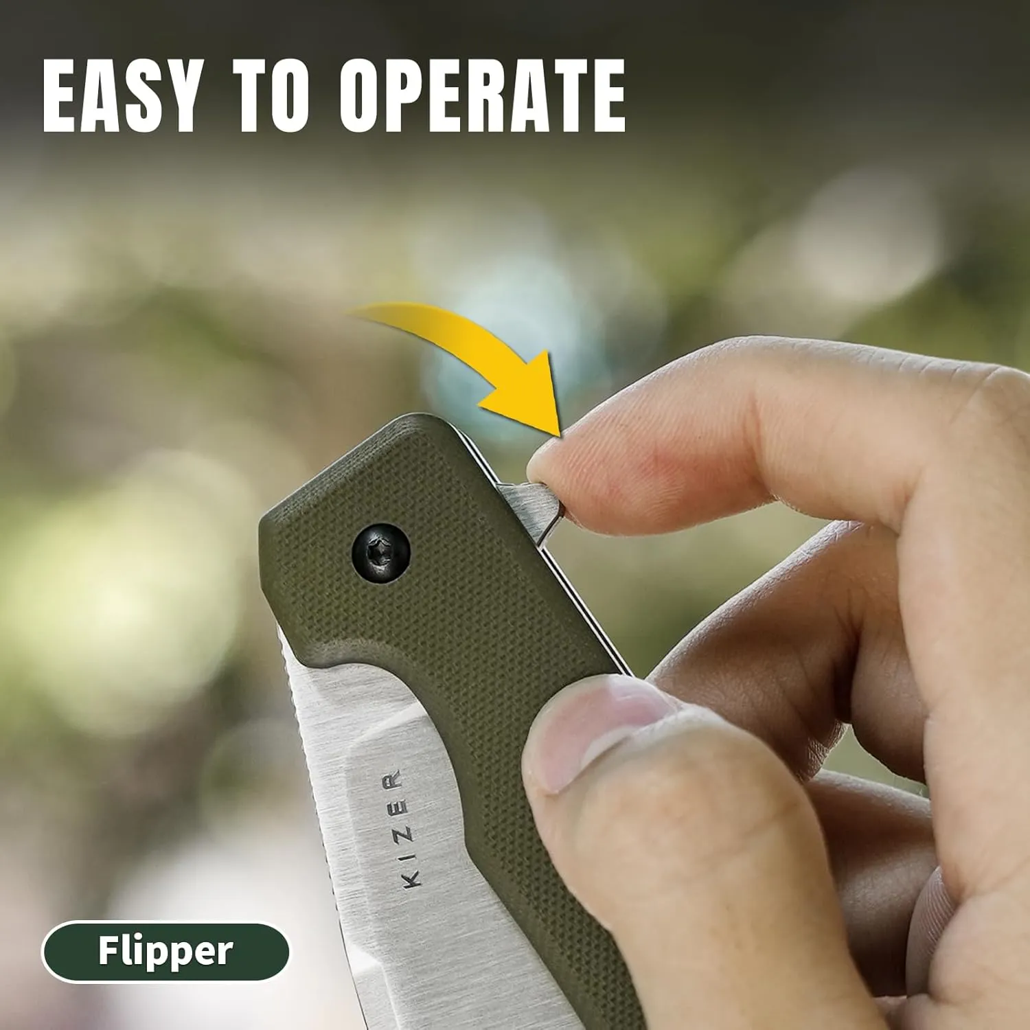Kizer Nice Guy Pocket Folding Knife, 2.84” D2 Steel Blade knives, G10 Handle Small EDC Knife, Liner Lock Flipper Knife for Men Women, Sharp Camping Hiking Hunting Survival Knife V3011M2