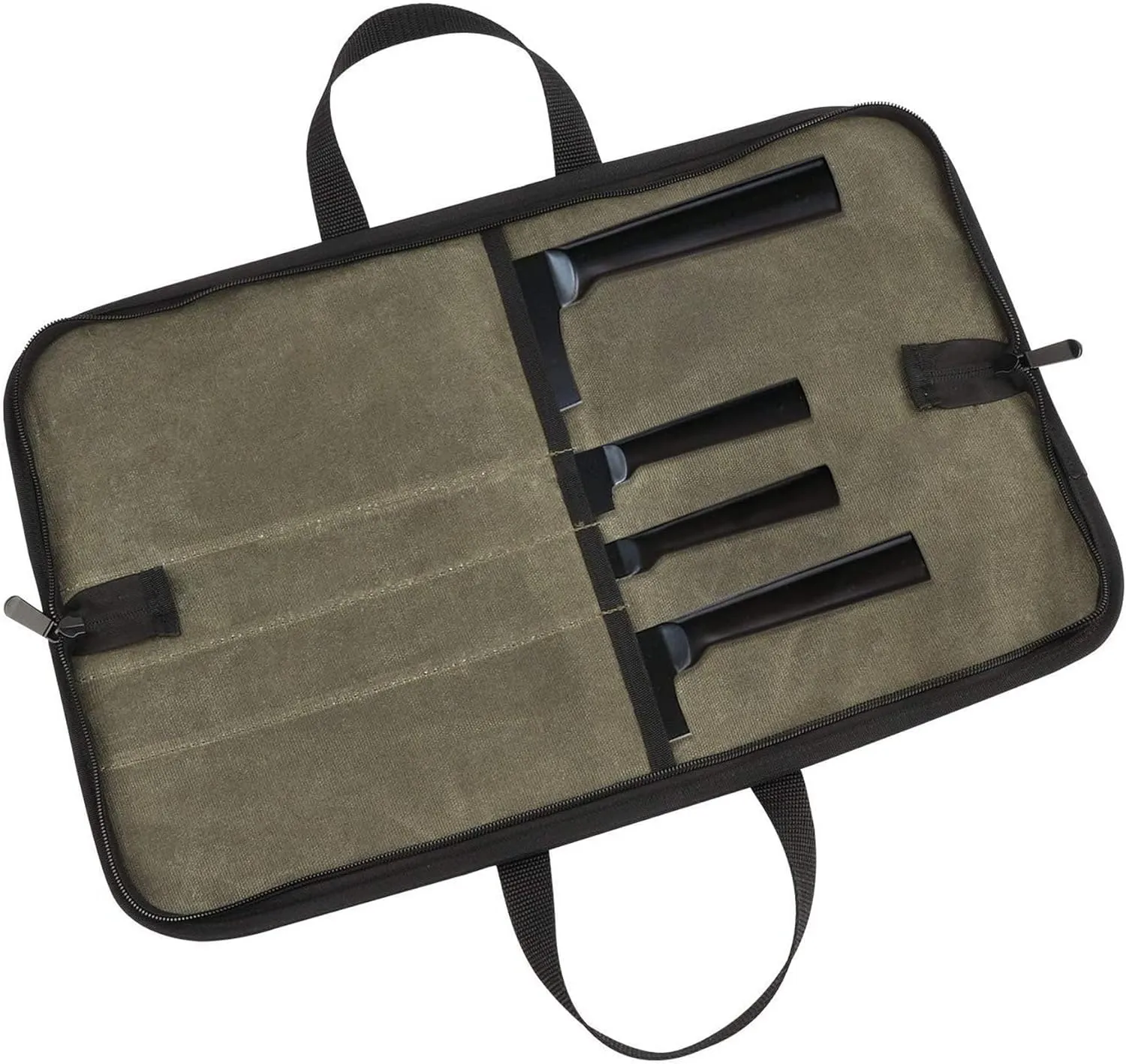 Knife Roll(4 Slots), Knife Bag, Portable Chef Knife Case Heavy Duty Waxed Canvas Roll Storage Knife Carrying Pouch For Knives & Kitchen Tools, Chef Knife Bag With Handle, Green