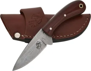 Knives Ranch Handmade EDC Utility Knife - Full Tang - Damascus Steel - Burlap Micarta Handle - Heavy Duty Cowboy Sheath (4404-SCARLET)