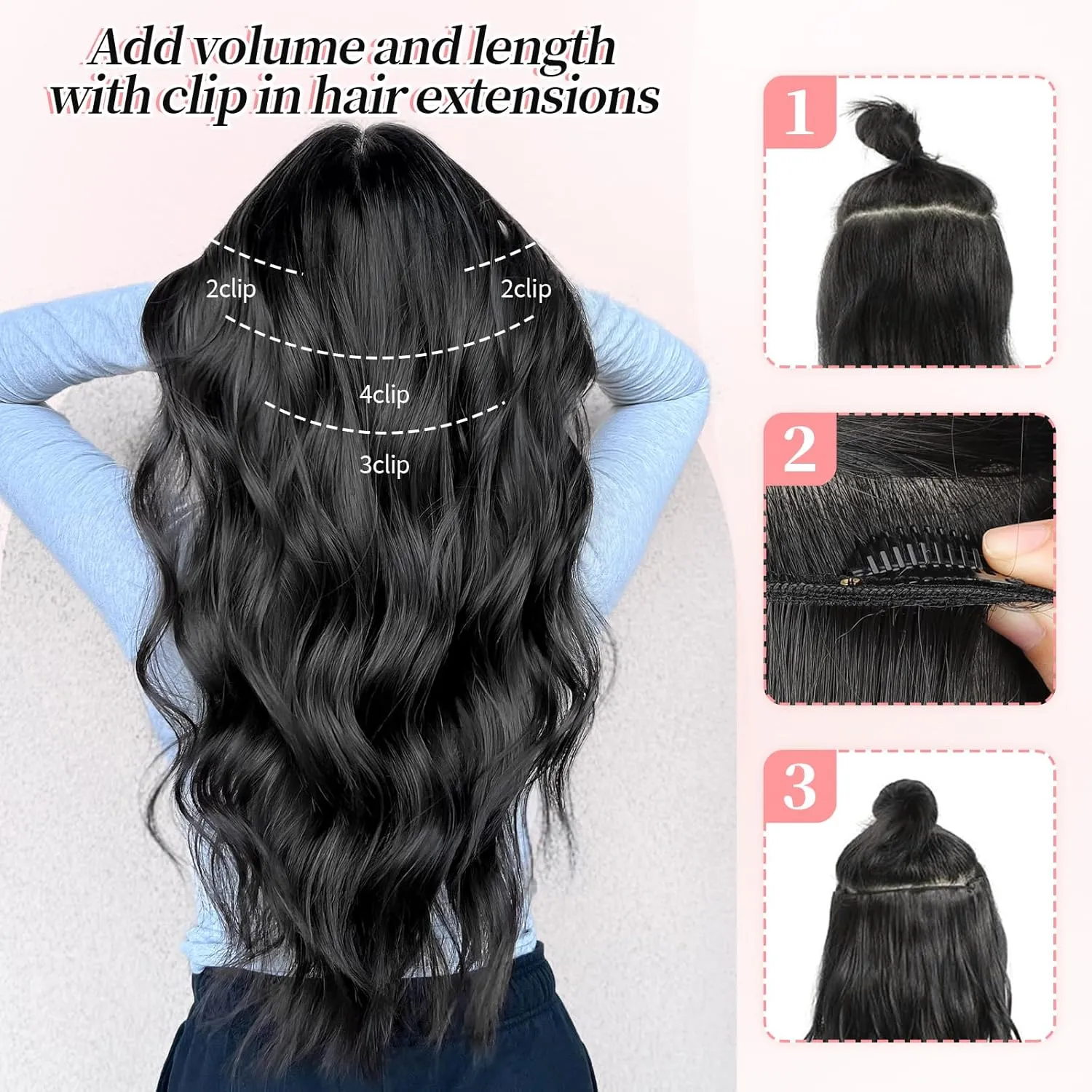KooKaStyle Clip in Synthetic Hair Extensions Long Wavy 4PCS Thick Hairpieces Balayage Chocolate Brown to Caramel Blonde 10H26 Fiber Double Weft Natural Hair Extensions 24 Inch for Women