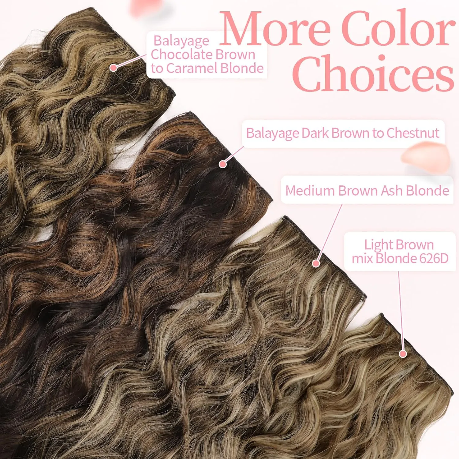 KooKaStyle Clip in Synthetic Hair Extensions Long Wavy 4PCS Thick Hairpieces Balayage Chocolate Brown to Caramel Blonde 10H26 Fiber Double Weft Natural Hair Extensions 24 Inch for Women