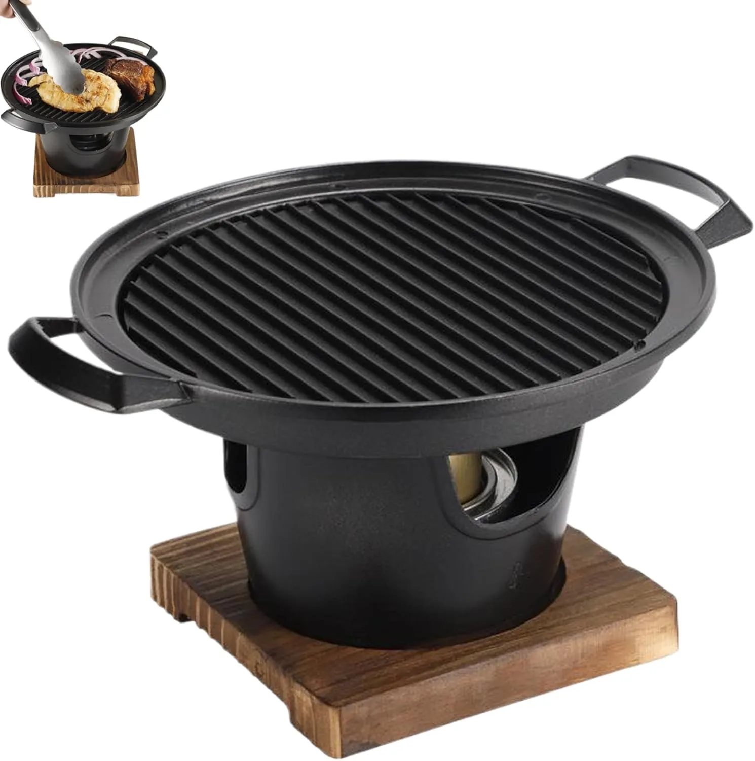 Korean BBQ Grill, Smokeless Non-stick Tabletop Charcoal Grill, Easy to Assemble Portable BBQ for Home, Picnics, Camping and Outdoor Gatherings, Charcoal, Korean