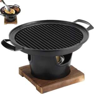 Korean BBQ Grill, Smokeless Non-stick Tabletop Charcoal Grill, Easy to Assemble Portable BBQ for Home, Picnics, Camping and Outdoor Gatherings, Charcoal, Korean