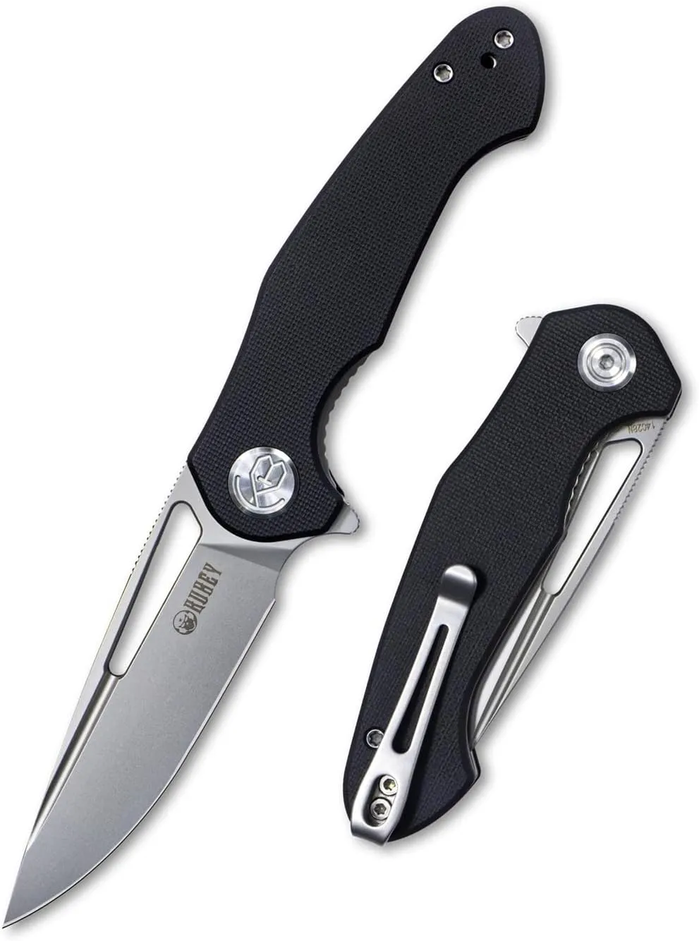 KUBEY Dugu KU210E Outdoor Folding Knife 2.91" 14C28N Sandvik Blade and G10 Handle with Reversible Pocket Clip for Hunting Fishing and Camping