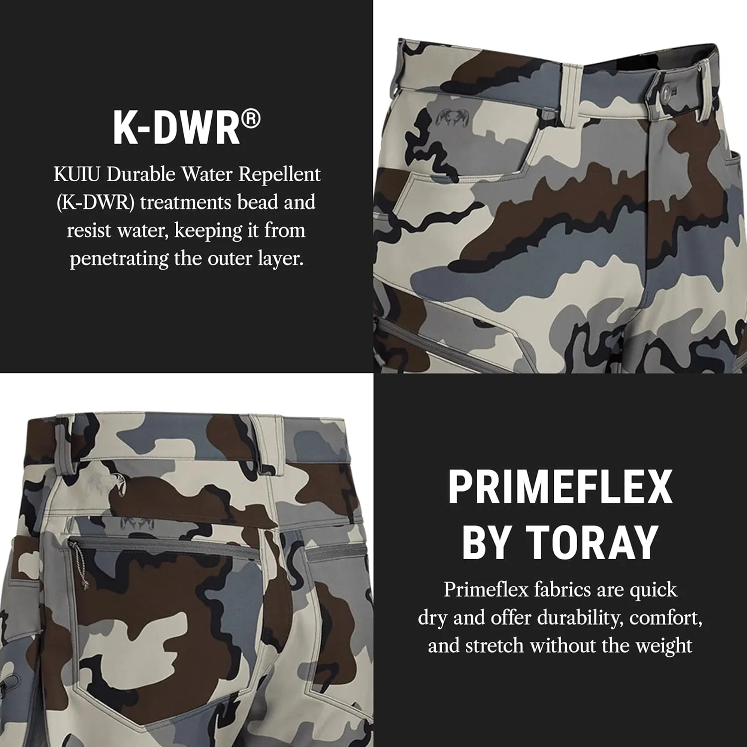 KUIU Guide Pro Pant - Wind-Resistant, Articulated Fit, Durable Soft-Shell for Cold Weather Mountain Hunting