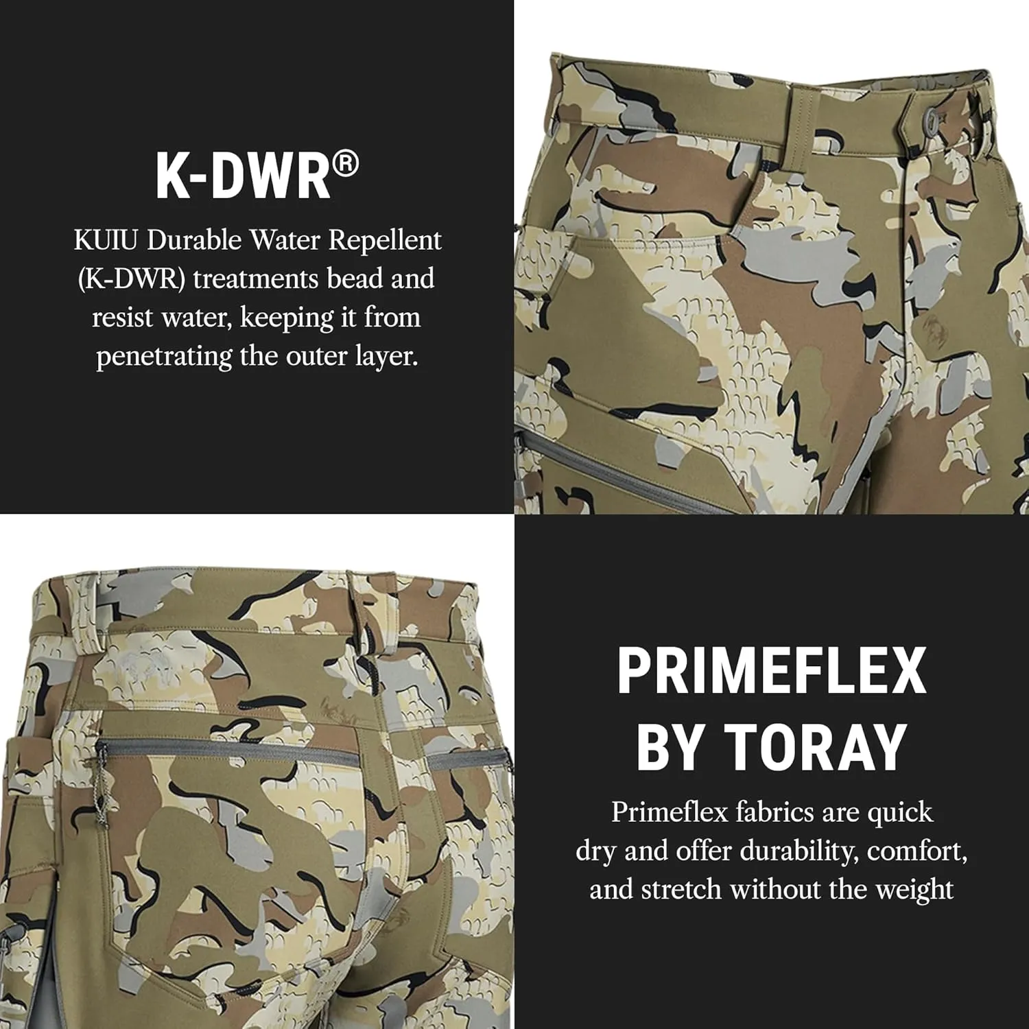 KUIU Guide Pro Pant - Wind-Resistant, Articulated Fit, Durable Soft-Shell for Cold Weather Mountain Hunting
