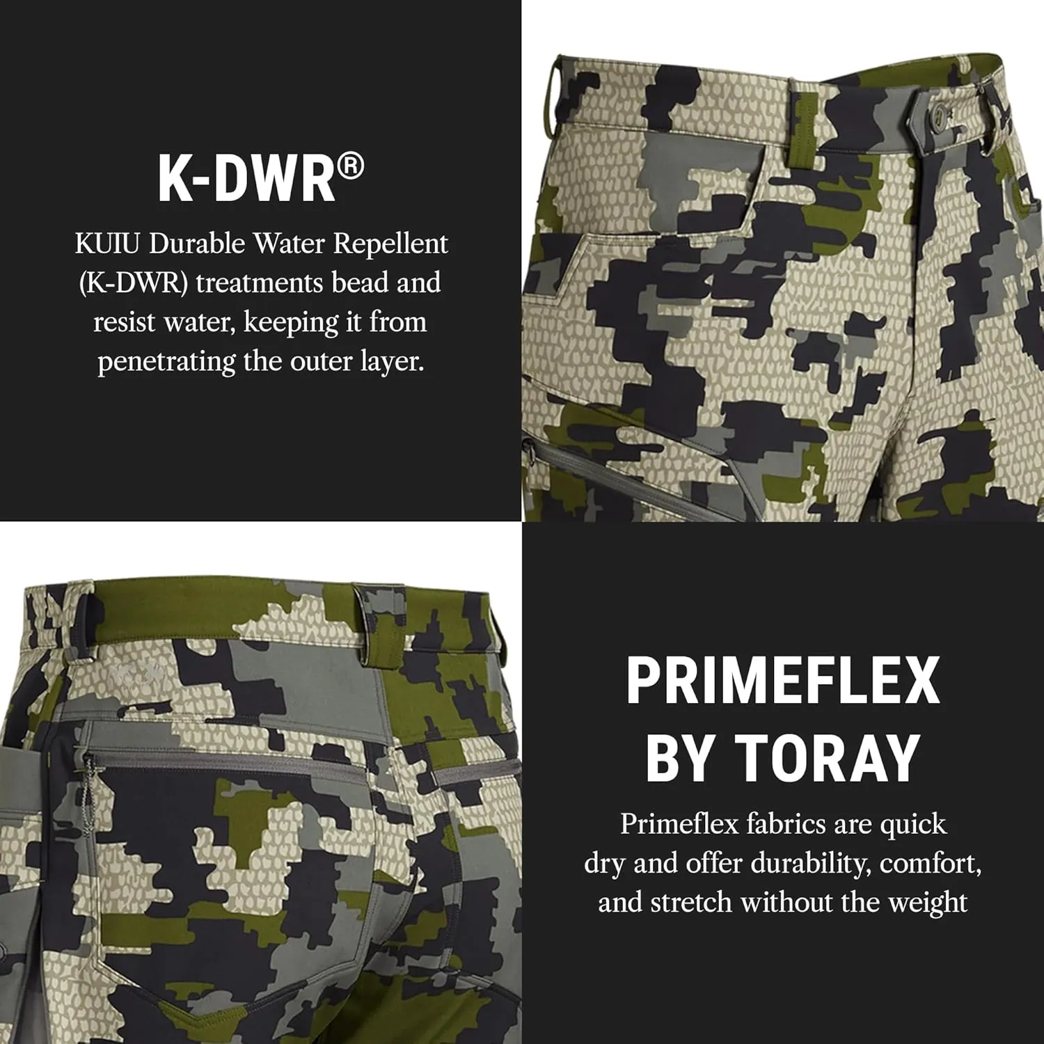 KUIU Guide Pro Pant - Wind-Resistant, Articulated Fit, Durable Soft-Shell for Cold Weather Mountain Hunting