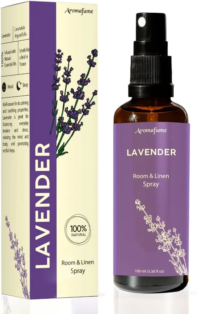 Lavender Room, Linen & Pillow Spray by Aromafume | 100ml/3.38 fl oz | with Pure Lavender Essential Oil | Aromatherapy Spray for Relaxation, Sleep & Stress Relief | Mist for Bedding, Fabrics