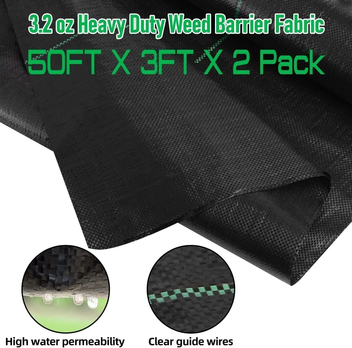 LAVEVE 3FT x 100FT Weed Barrier Landscape Fabric, 3.2oz Premium Heavy Duty Garden Cloth, Ground Cover for Gardening, Farming with 20 U-Shaped Securing Pegs