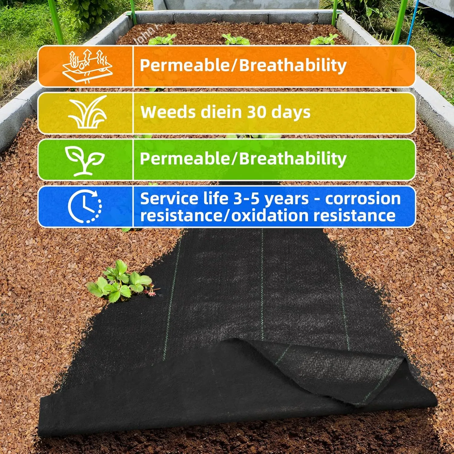 LAVEVE 3FT x 100FT Weed Barrier Landscape Fabric, 3.2oz Premium Heavy Duty Garden Cloth, Ground Cover for Gardening, Farming with 20 U-Shaped Securing Pegs