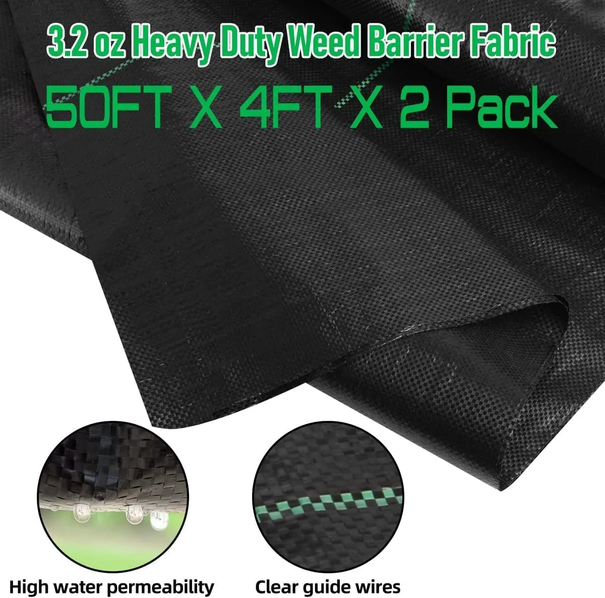 LAVEVE 4FT x 100FT Weed Barrier Landscape Fabric, 3.2oz Premium Heavy Duty Garden Cloth, Ground Cover for Gardening, Farming with 30 U-Shaped Securing Pegs