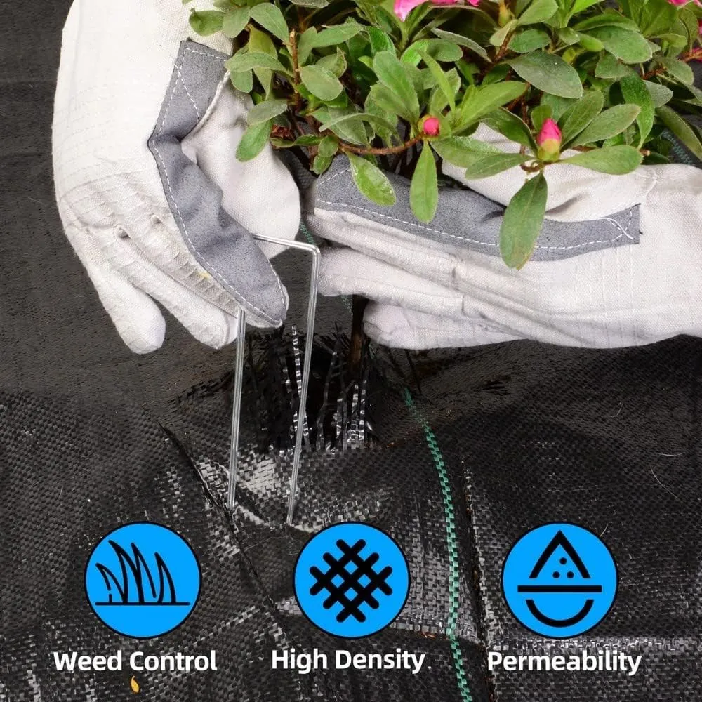 LAVEVE 4FT x 100FT Weed Barrier Landscape Fabric, 3.2oz Premium Heavy Duty Garden Cloth, Ground Cover for Gardening, Farming with 30 U-Shaped Securing Pegs
