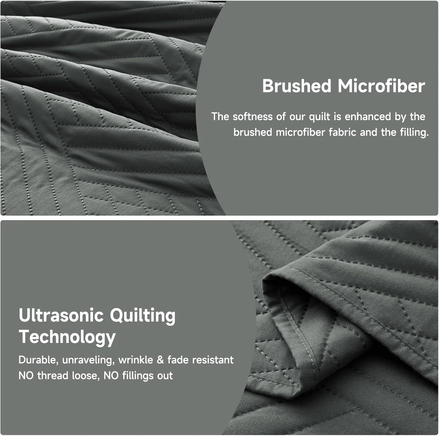 Lavsiry Dark Grey Quilt Queen Size with Striped Pattern, Lightweight Soft Summer Thin Microfiber Bedspread & Coverlet Bedding Set for All Seasons - 3 Piece(1 Quilt, 2 Pillow Shams)