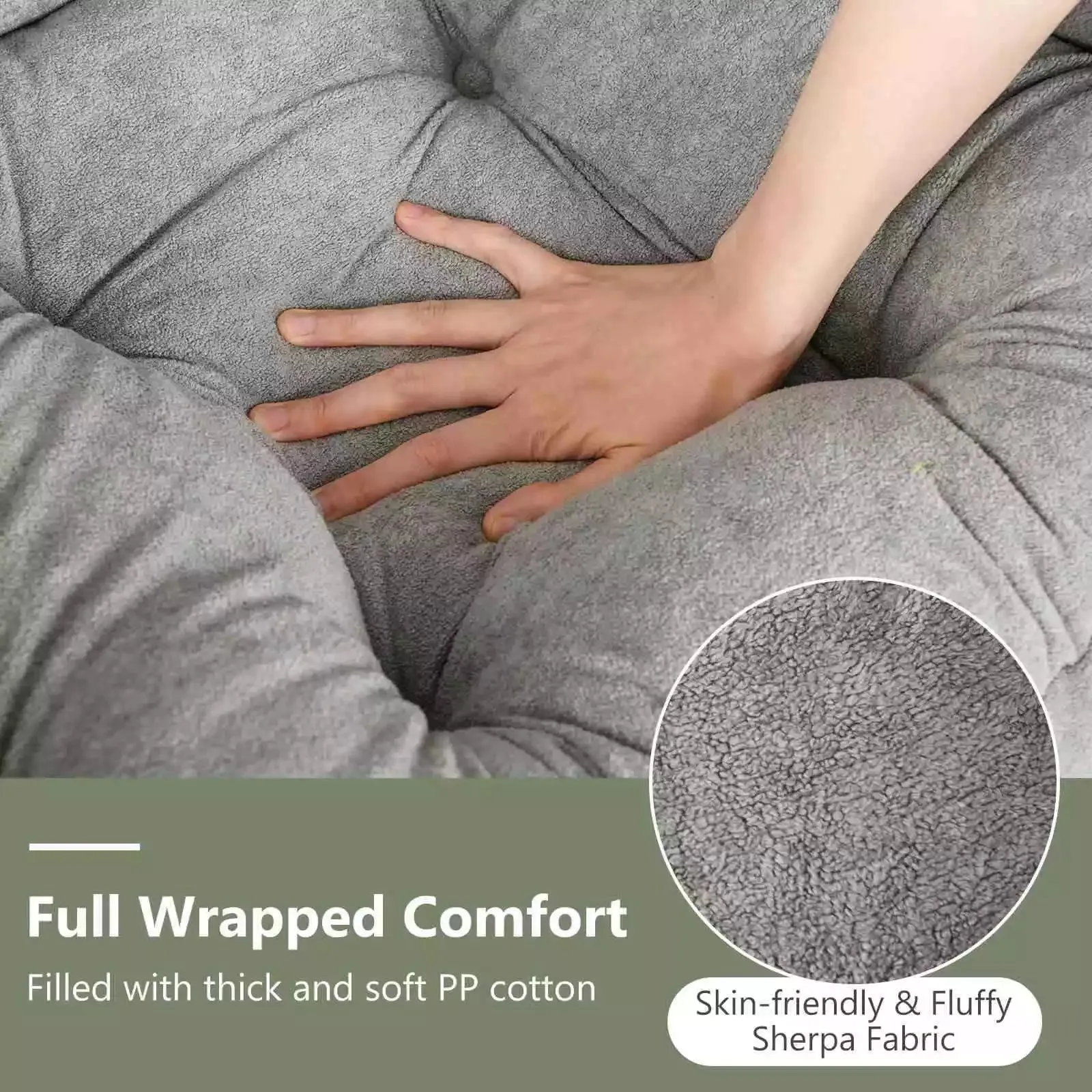 Lazy Chair w/ Ottoman Sherpa Lounge Accent Chair w/ Folding Footrest for Bedroom