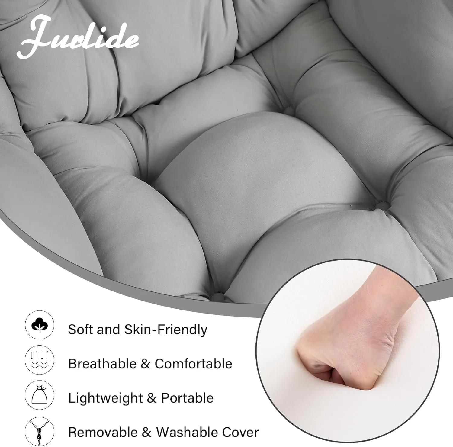 Lazy Chair with Ottoman, Modern Lounge Chair with Lumbar Pillow, Accent Cozy Reading Armchair and Folding Footstool for Bedroom, Dorm, Living Room,Light Grey
