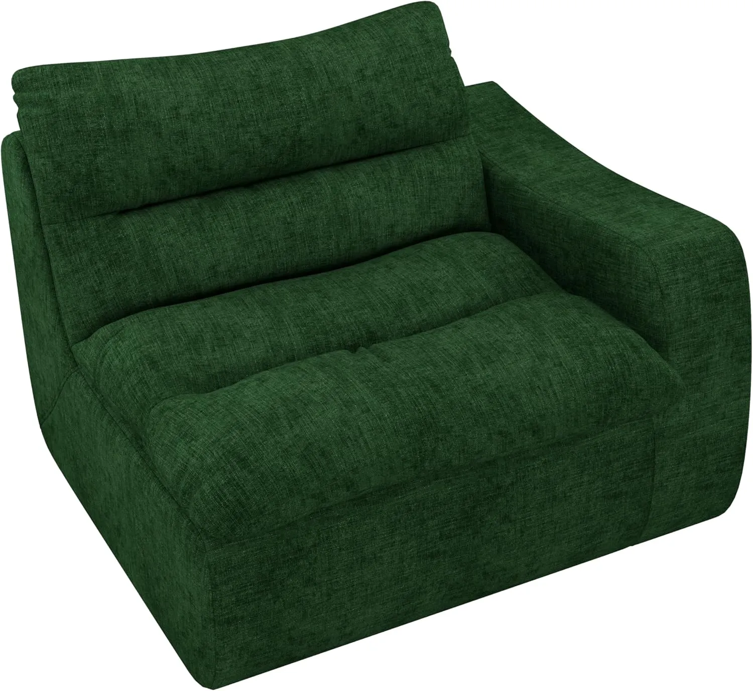 Lazy Floor Sofa Ergonomic Lounge Chair with Right Arm, Comfortable Beanbag Design, Living Room Bedroom Office Use, Green