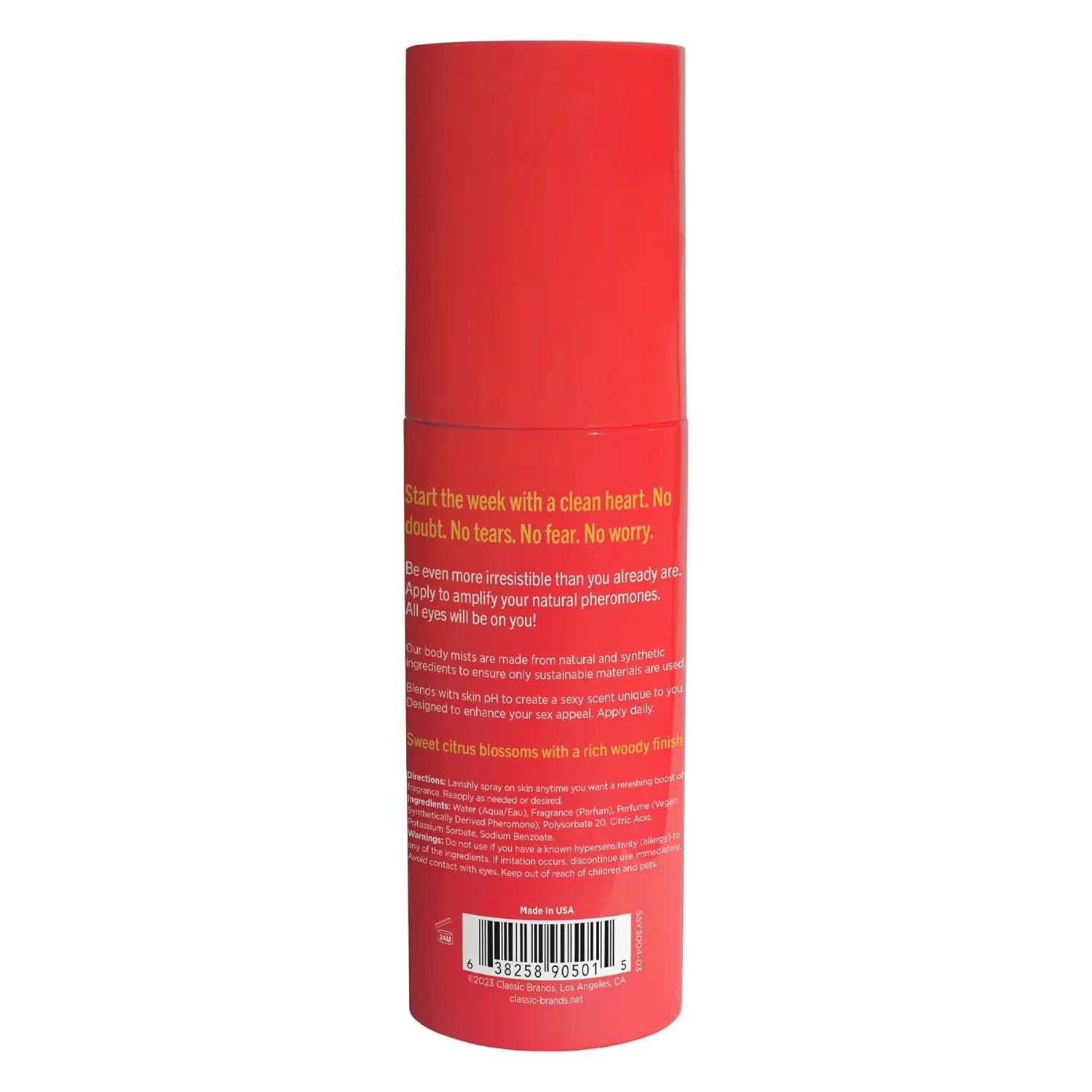 Lazy Sunday Pheromone Body Mist Perfume - Women Cologne & Fragrances - Body Spray with Notes of Citrus Accord, Orange Blossoms and Luscious William Pear - 3.35 floz, 99 mL