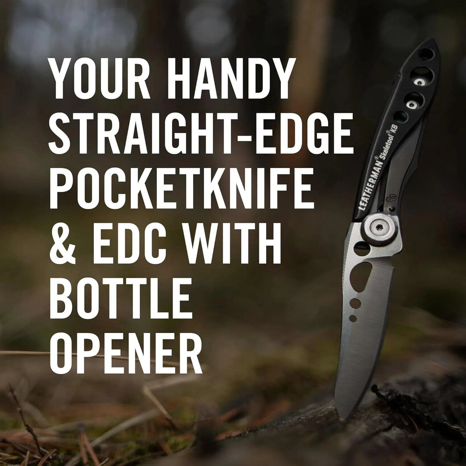 LEATHERMAN, Skeletool KB Pocketknife with Straight Edge, Stainless Steel Blade and Bottle Opener, Verdant Green