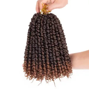 Leeven 10 Inch Pre Twisted Passion Twist Hair 8 Packs Ombre Brown Pre Looped Short Bob Bohemian Braids Hair Extensions for Black Women Bomb Crochet Passion Twists Synthetic Hair 12 Strands/Pack #T30