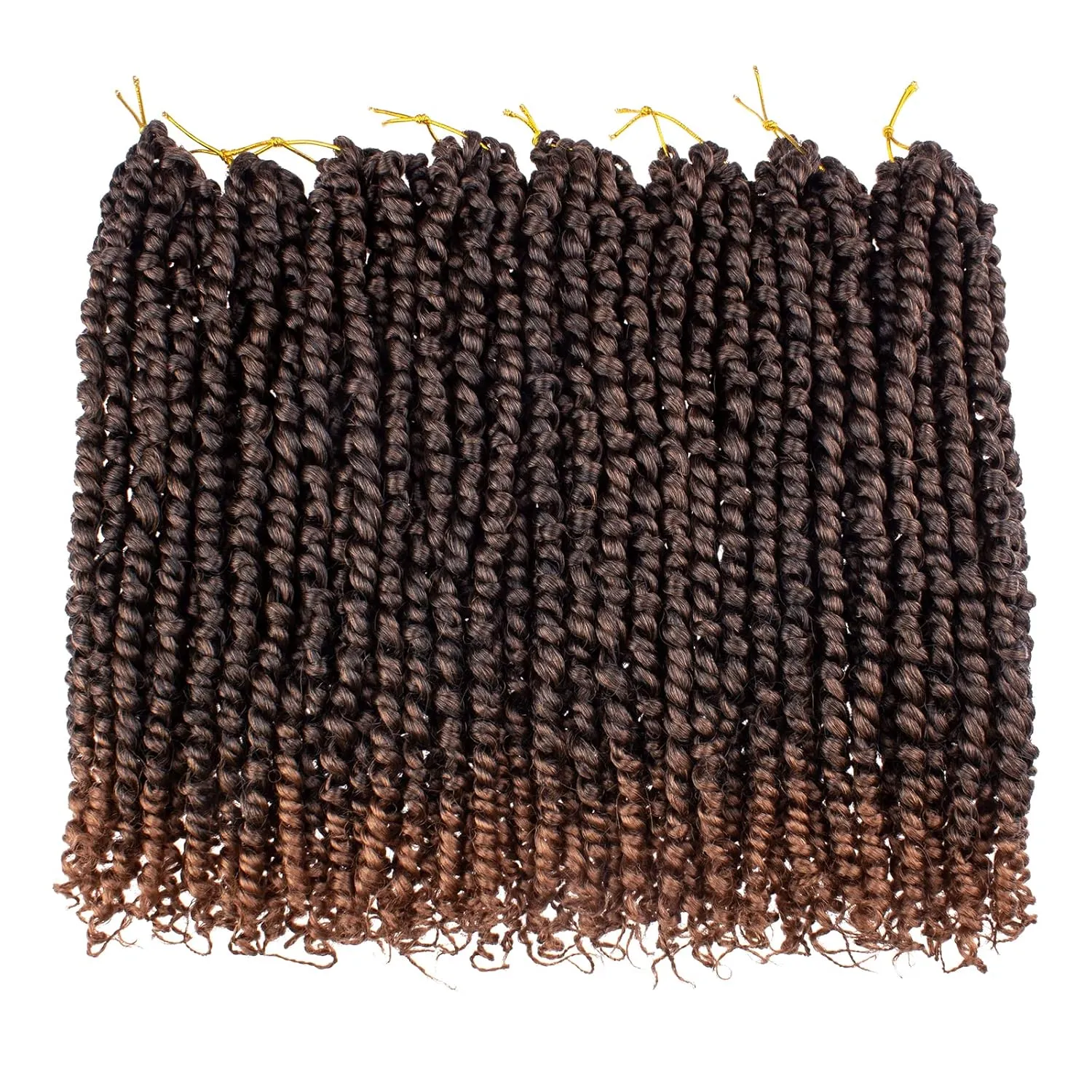 Leeven 10 Inch Pre Twisted Passion Twist Hair 8 Packs Ombre Brown Pre Looped Short Bob Bohemian Braids Hair Extensions for Black Women Bomb Crochet Passion Twists Synthetic Hair 12 Strands/Pack #T30