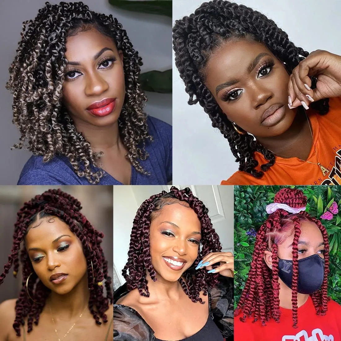 Leeven 10 Inch Pre Twisted Passion Twist Hair 8 Packs Ombre Brown Pre Looped Short Bob Bohemian Braids Hair Extensions for Black Women Bomb Crochet Passion Twists Synthetic Hair 12 Strands/Pack #T30