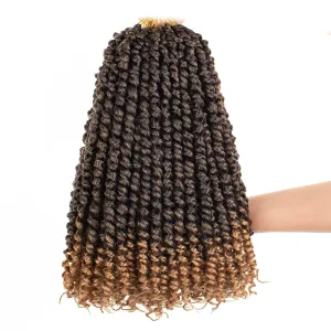 Leeven 12 Inch Passion Twist Hair 8 Packs Ombre Blonde Pre Twisted Shoulder Length Bomb Twists Water Wave Crochet Hair Pre Looped Bohemian Braids Synthetic Hair for Black Women 12 Strands/Pack #T27