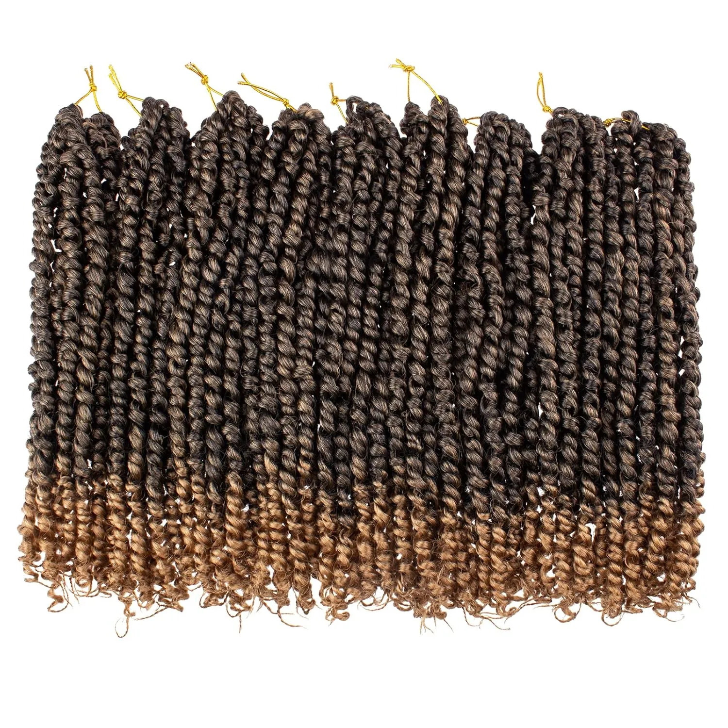 Leeven 12 Inch Passion Twist Hair 8 Packs Ombre Blonde Pre Twisted Shoulder Length Bomb Twists Water Wave Crochet Hair Pre Looped Bohemian Braids Synthetic Hair for Black Women 12 Strands/Pack #T27