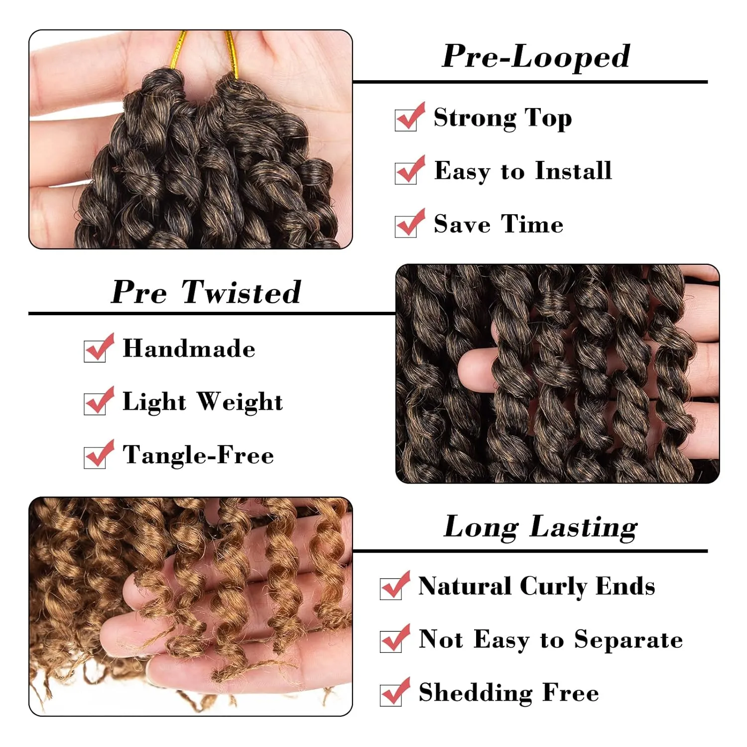 Leeven 12 Inch Passion Twist Hair 8 Packs Ombre Blonde Pre Twisted Shoulder Length Bomb Twists Water Wave Crochet Hair Pre Looped Bohemian Braids Synthetic Hair for Black Women 12 Strands/Pack #T27