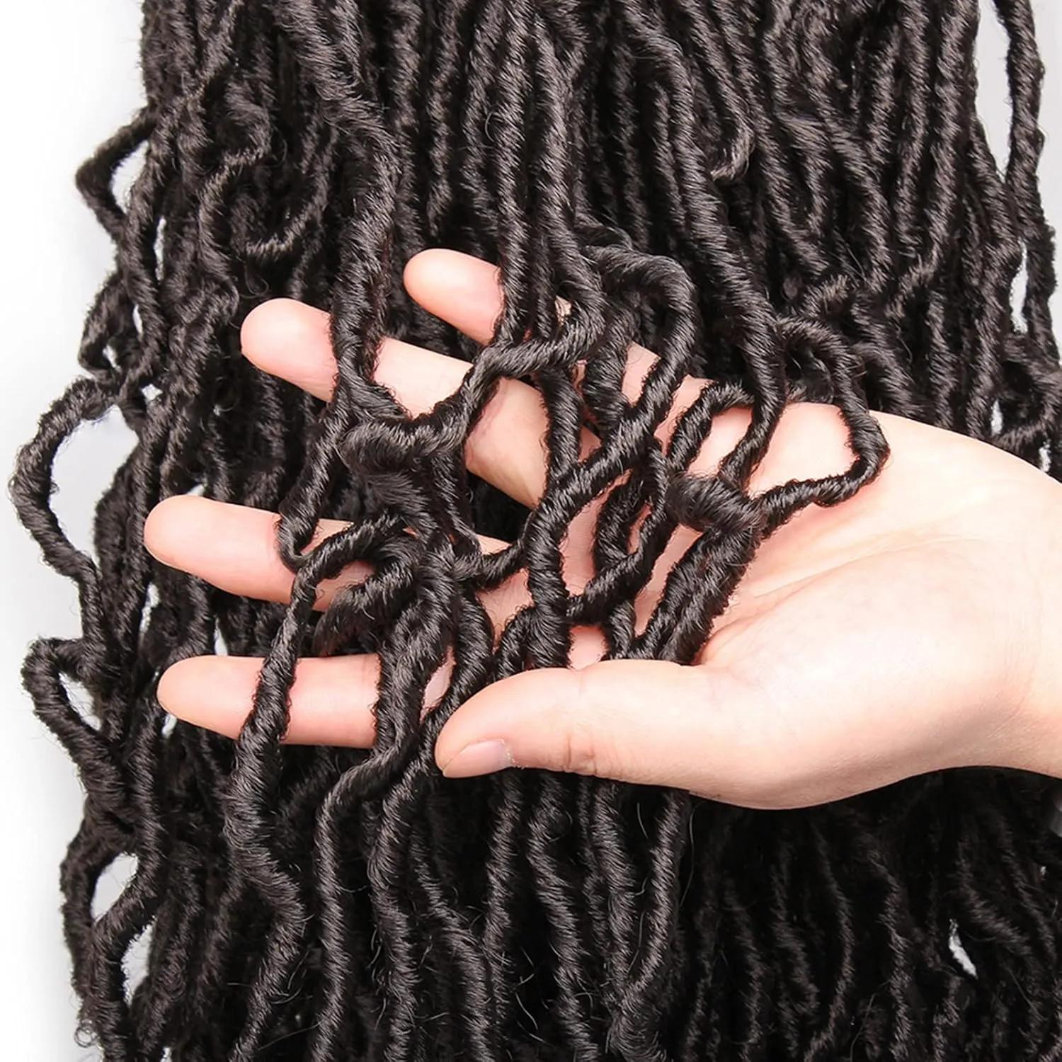 Leeven 24 Inch Soft Locs Crochet Hair 6 Packs New Distressed Faux Locs Brown Long Goddess Locs Pre Looped Messy Butterfly Locs Pre Looped Synthetic Hair for Women #4