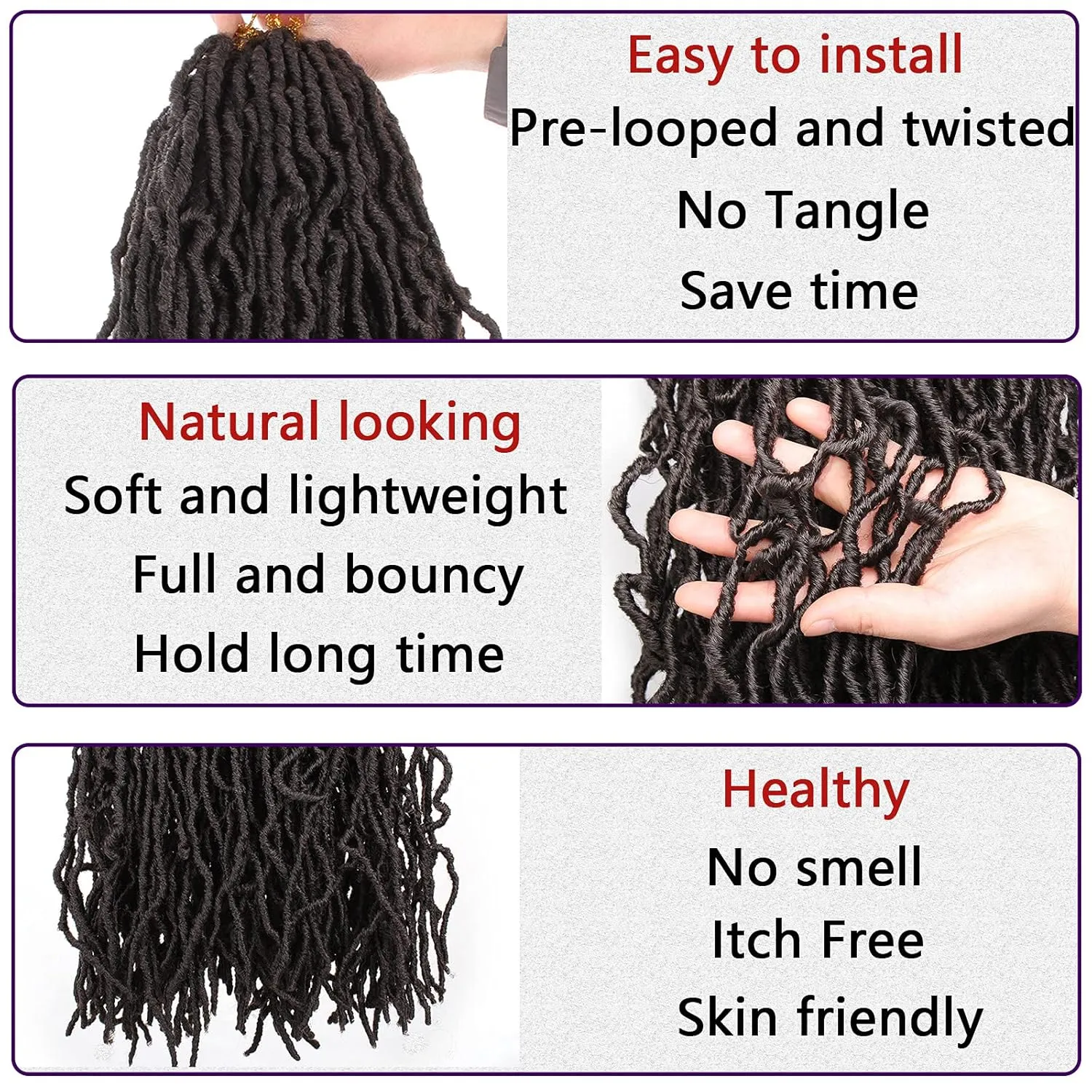 Leeven 24 Inch Soft Locs Crochet Hair 6 Packs New Distressed Faux Locs Brown Long Goddess Locs Pre Looped Messy Butterfly Locs Pre Looped Synthetic Hair for Women #4