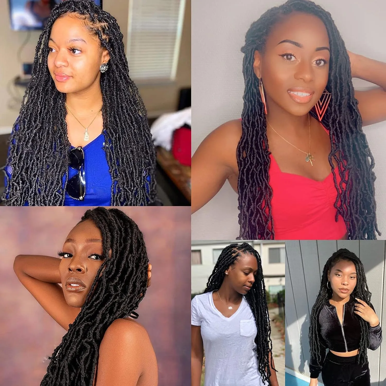 Leeven 24 Inch Soft Locs Crochet Hair 6 Packs New Distressed Faux Locs Brown Long Goddess Locs Pre Looped Messy Butterfly Locs Pre Looped Synthetic Hair for Women #4