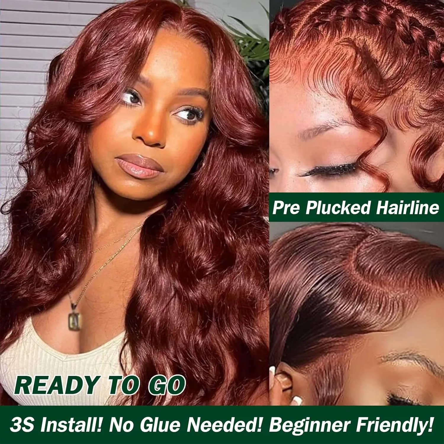 LEOSA Burgundy Lace Front Wig Body Wave Highlighted Pre Plucked 13x4 Lace Frontal Wig Synthetic Red Long Haired Wig Natural Hairline Wavy Womens Lace Wig