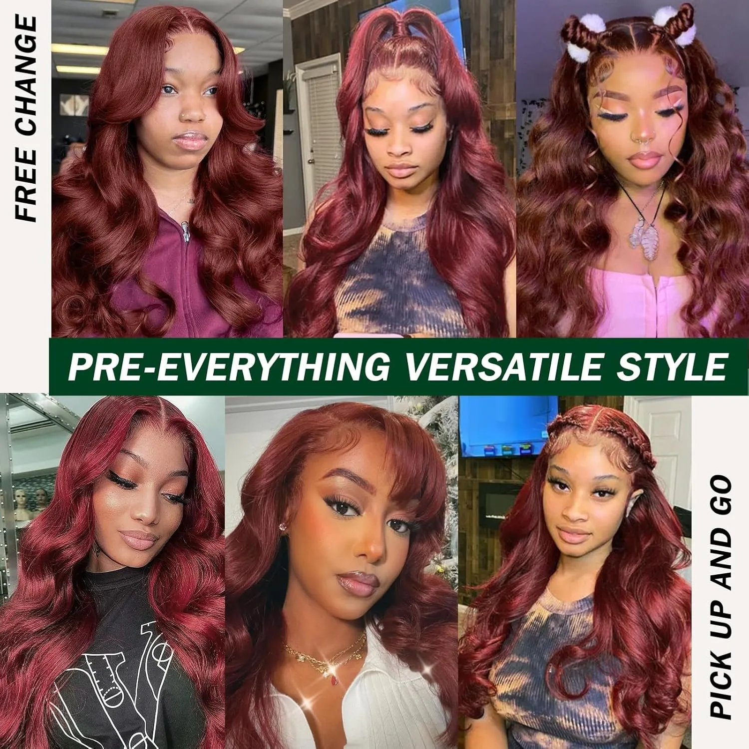 LEOSA Burgundy Lace Front Wig Body Wave Highlighted Pre Plucked 13x4 Lace Frontal Wig Synthetic Red Long Haired Wig Natural Hairline Wavy Womens Lace Wig