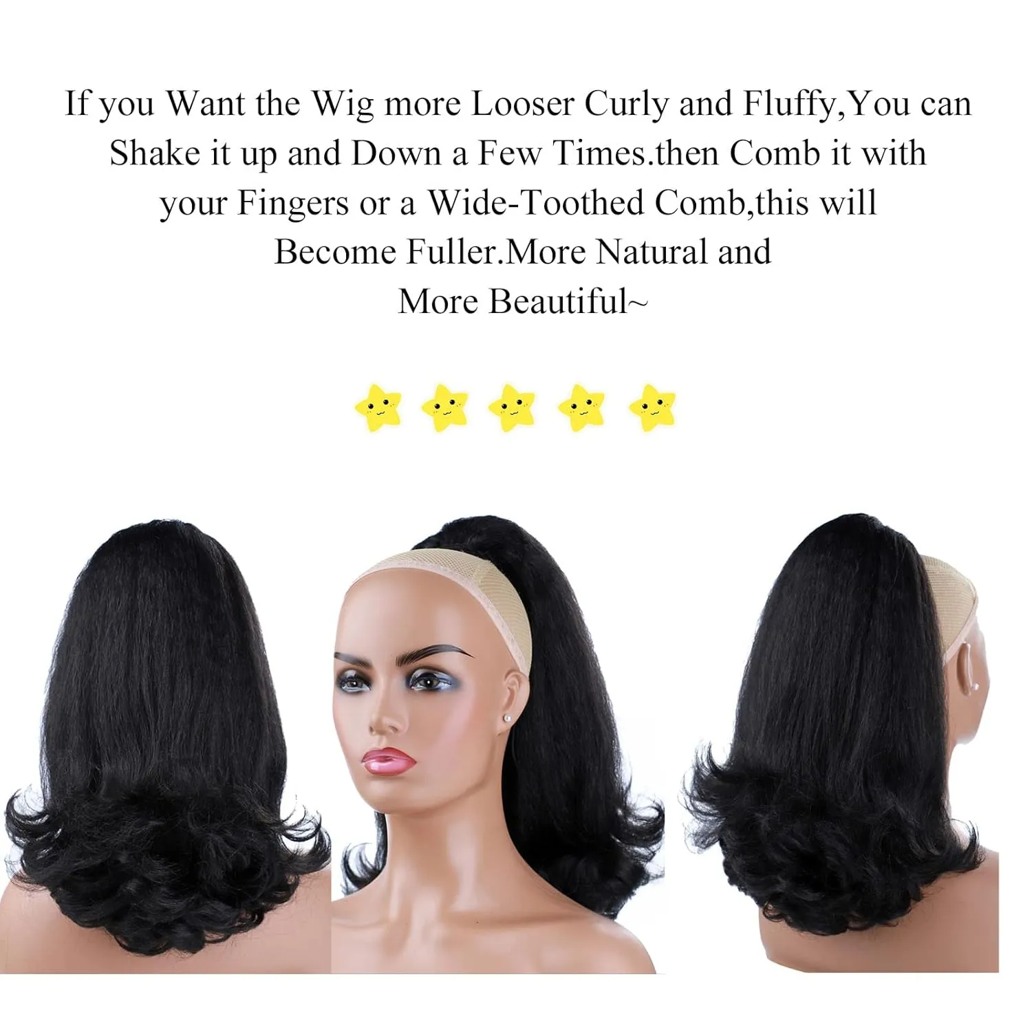LEOSA Kinky Straight Drawstring Ponytail Extension for Black Women Tail Warping Pony tail Hair Extainson Natural Black Ponytail Synthetic 16" Yaki Straight Ponytail Hair Bun Hair Pieces for Women