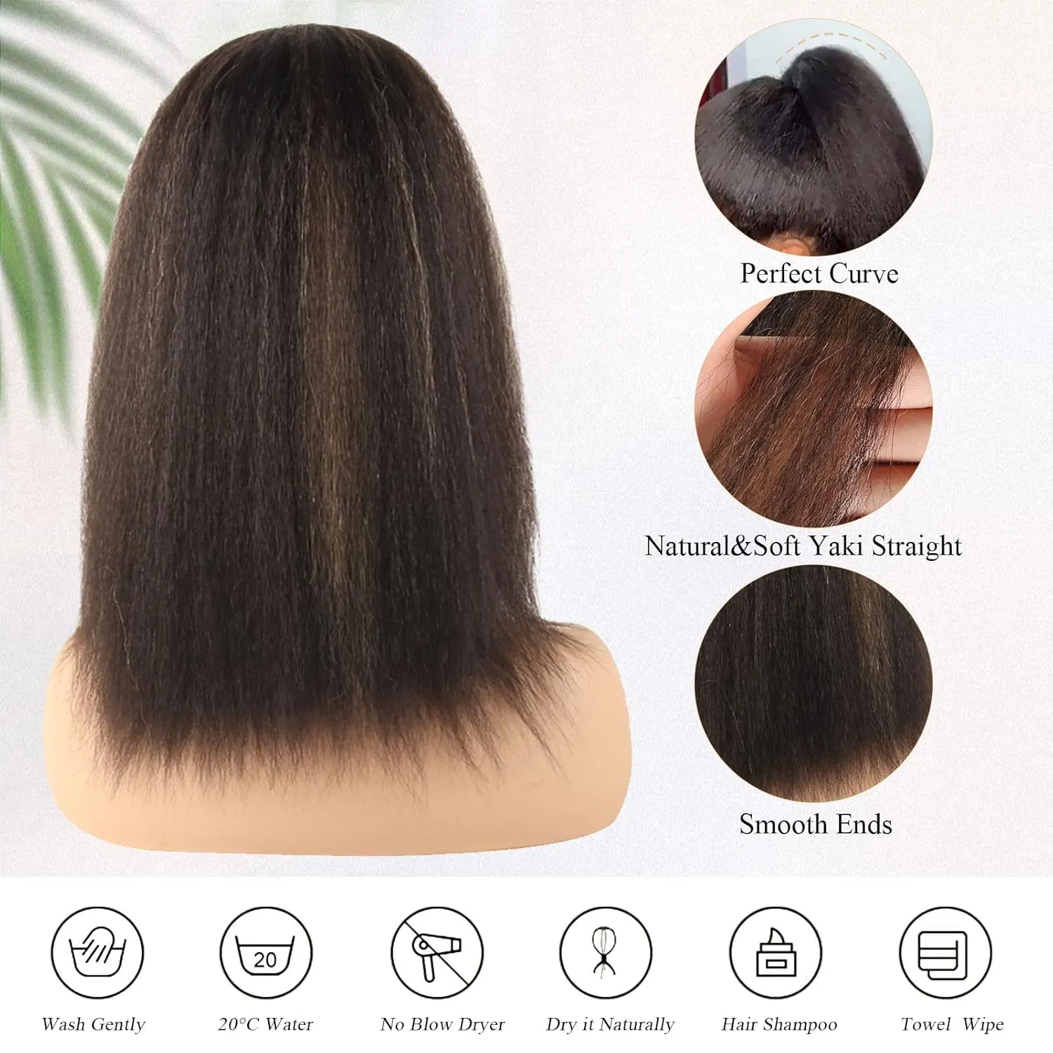 LEOSA Ponytail Extension 14 inch Yaki Drawstring Ponytails for Black Women Short Natural Mixed Highlight Brown Kinky Straight Drawstring Natural Hair Ponytail (14 Inch, P2-27#)